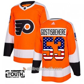 Barn Ishockey Philadelphia Flyers Tröja Shayne Gostisbehere 53 Adidas 2017-2018 Orange USA Flag Fashion Authentic